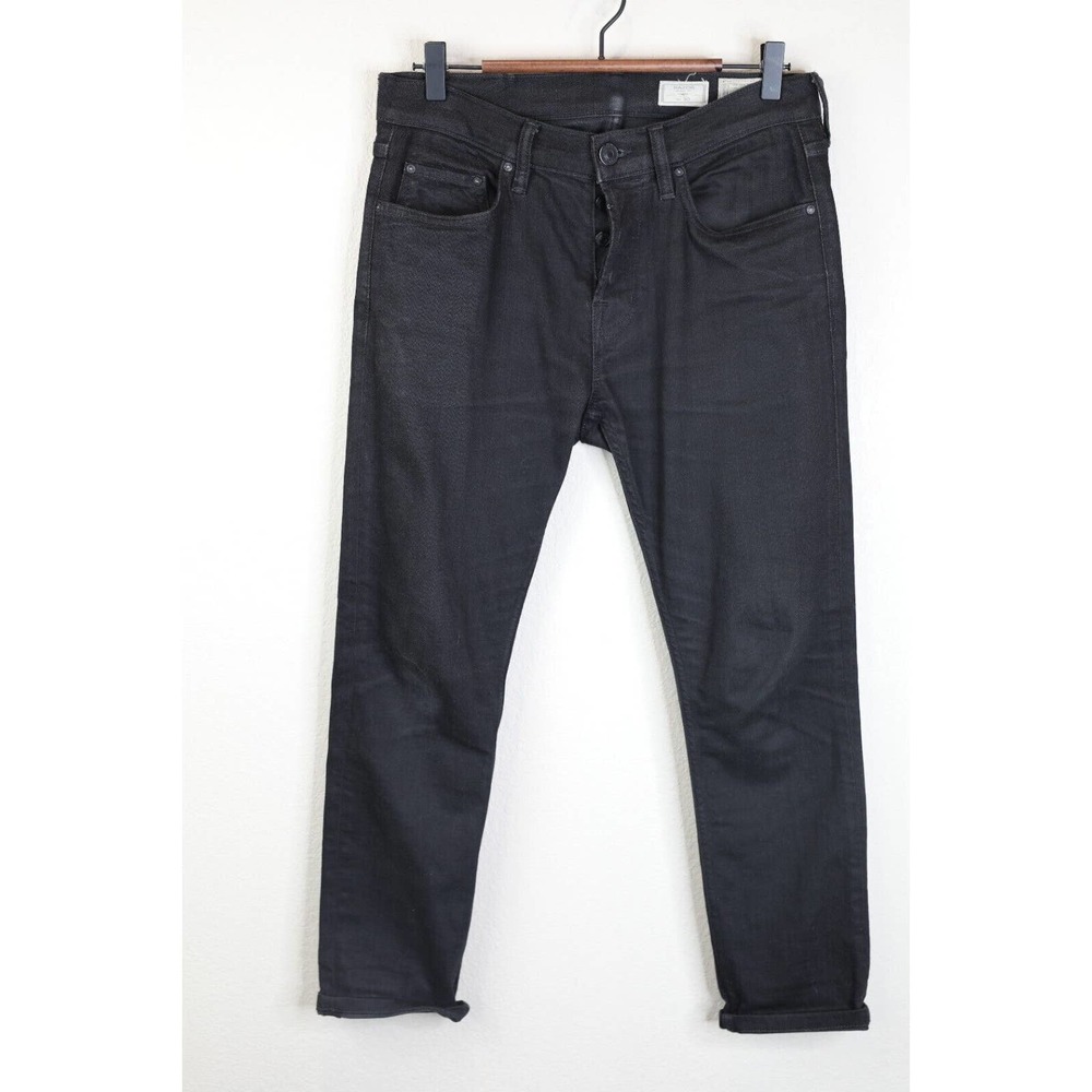 All Saints Razor Men Skinny Fit‎ Jeans 30 Button Fly High-Rise Black Denim